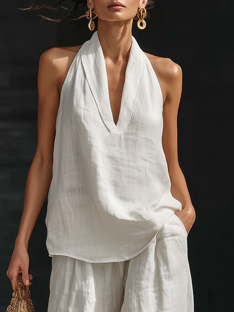Zoe | Sleeveless Blouse with Wide-Leg Trousers