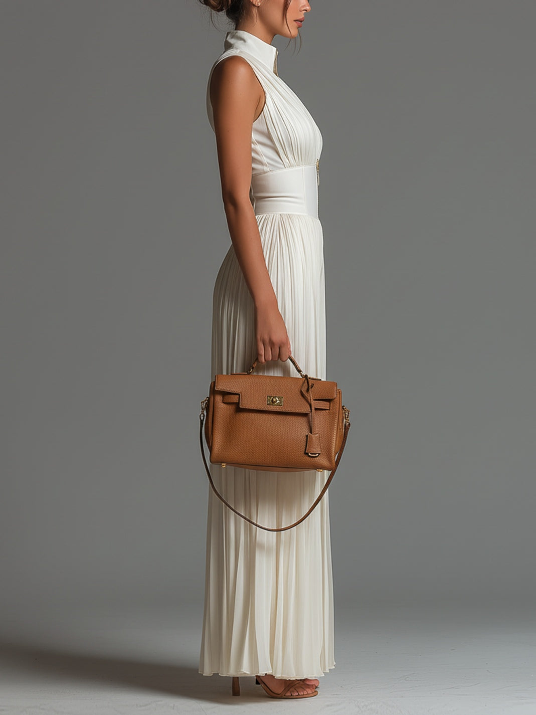 LUISA | White Sleeveless Jumpsuit Featuring Zip Closure and Wide Leg Pleats