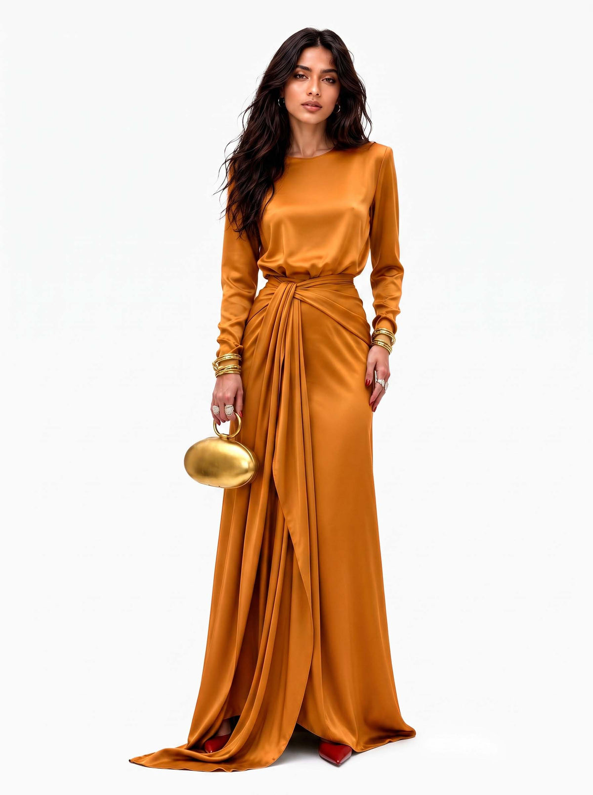 Serena™ | Draped Satin Maxi Dress