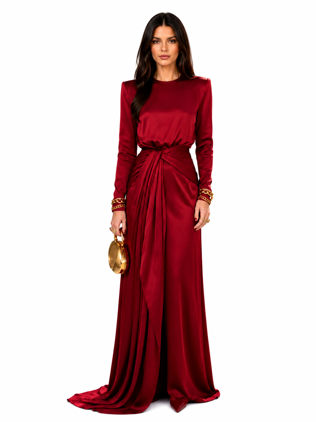 Serena™ | Draped Satin Maxi Dress