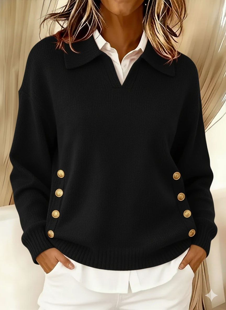 Vynette™ | Collared V-Neck Jumper