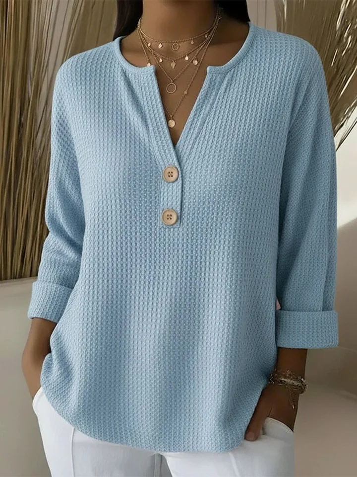 Lucinda™ | Button-Up Henley Top
