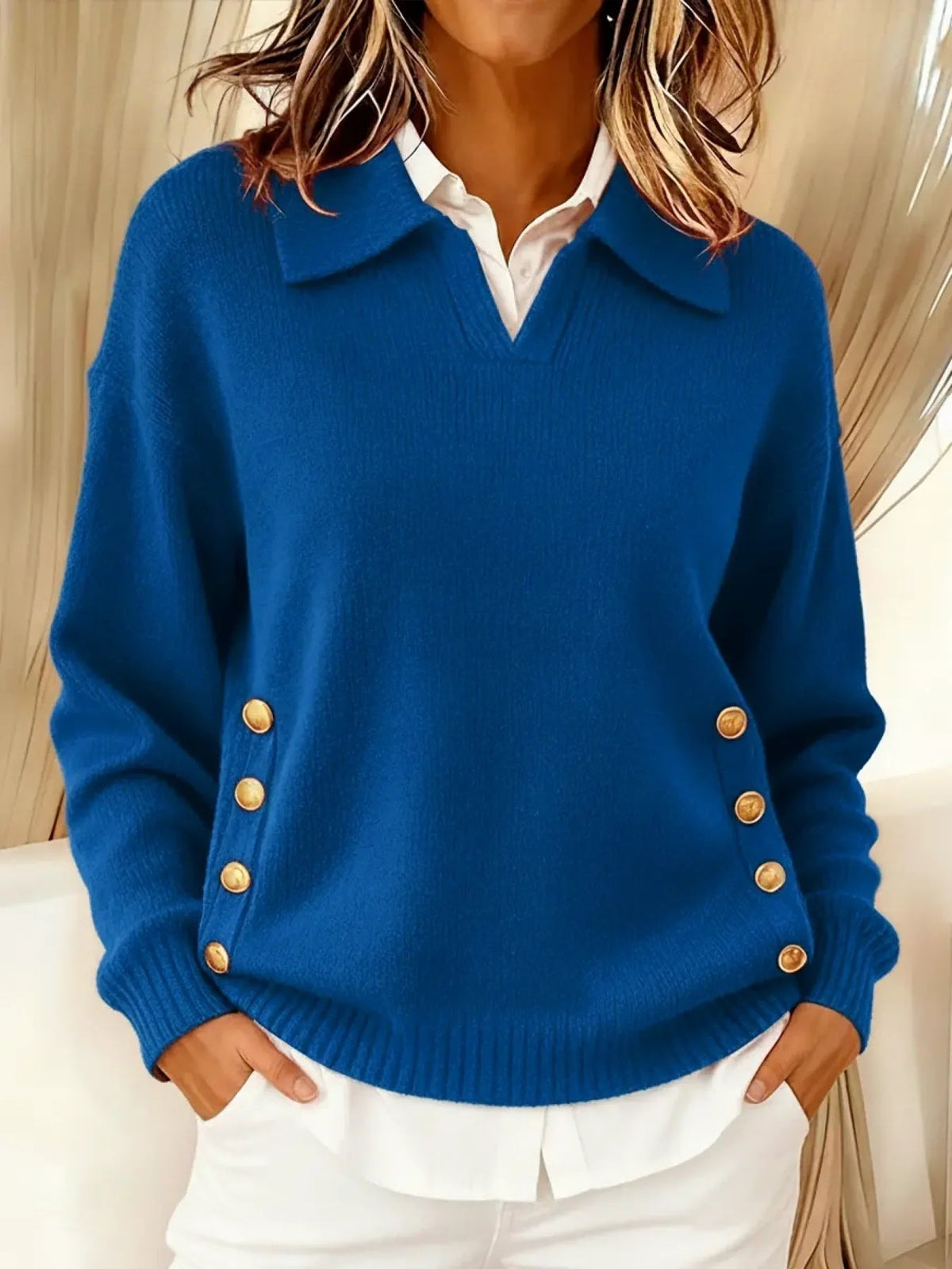 Vynette™ | Collared V-Neck Jumper