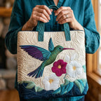 Floral Quilted Hummingbird and White Flower Bag – Two Sizes