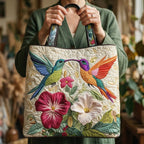 Floral Quilted Hummingbird and White Flowers Bag – Two Sizes