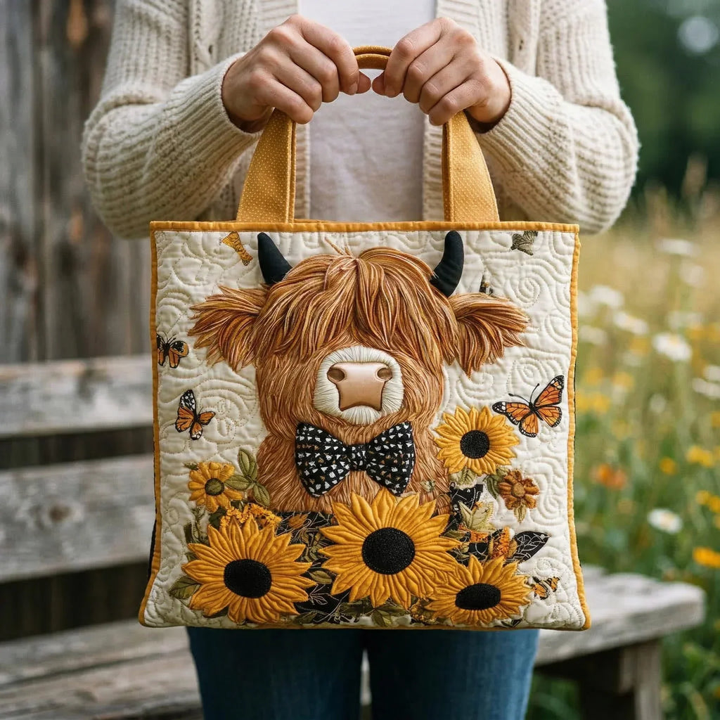 Handcrafted Cow and Sunflowers Bag – Gift Idea