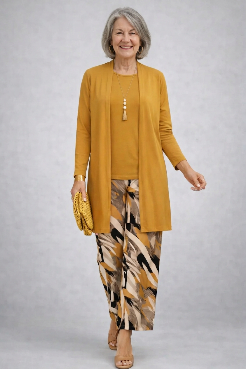 Ailene three-piece co-ord set in yellow