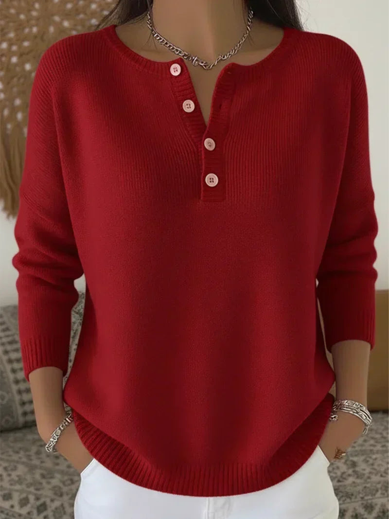 Helena™ | Henley Button-Up Jumper