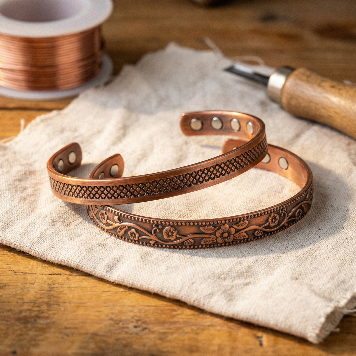 Forged Copper Jewellery Set