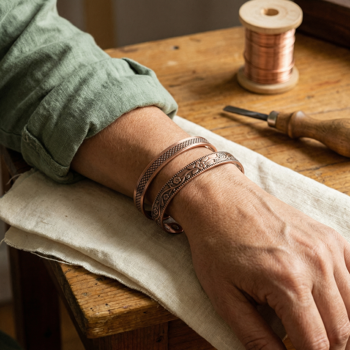 Forged Copper Jewellery Set