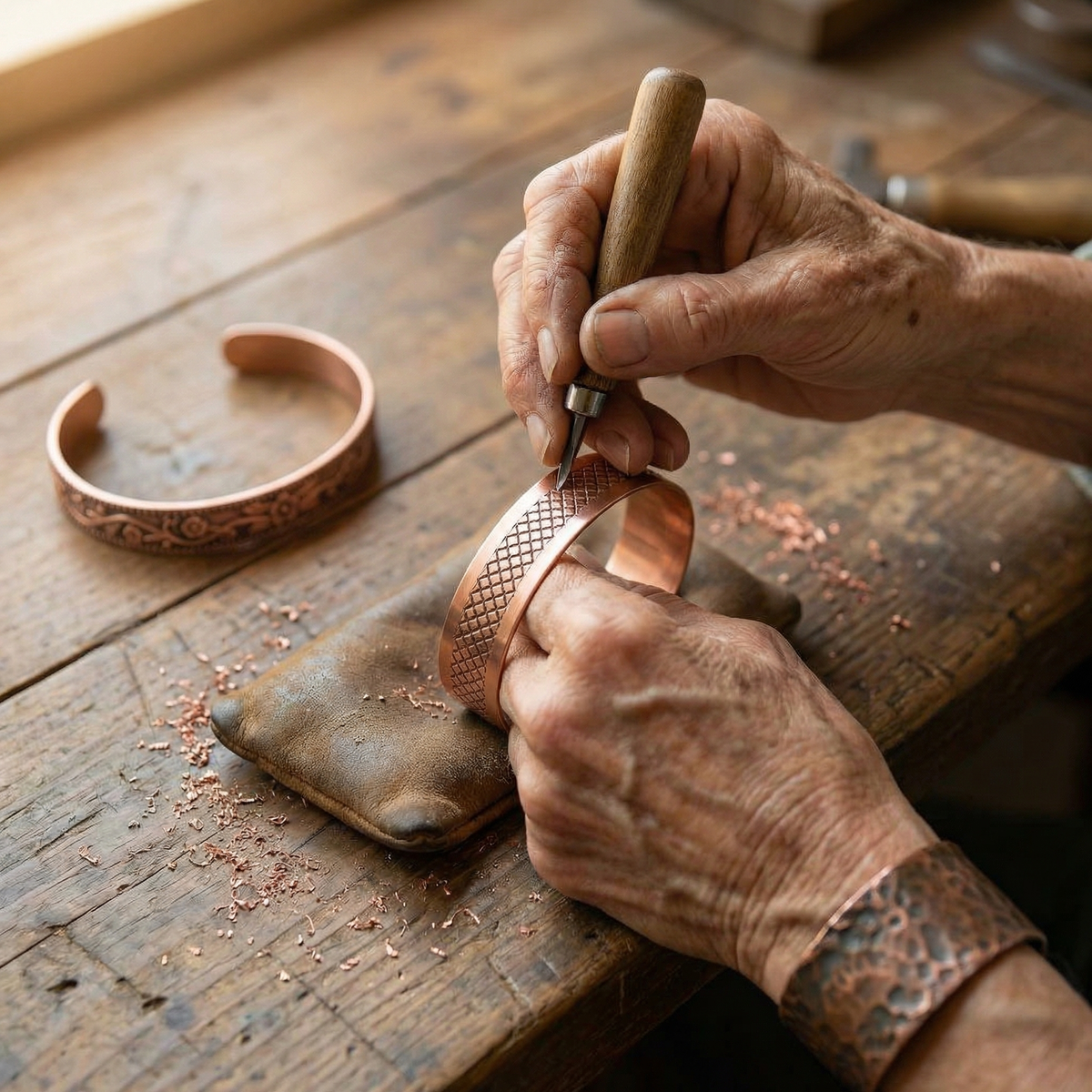 Forged Copper Jewellery Set