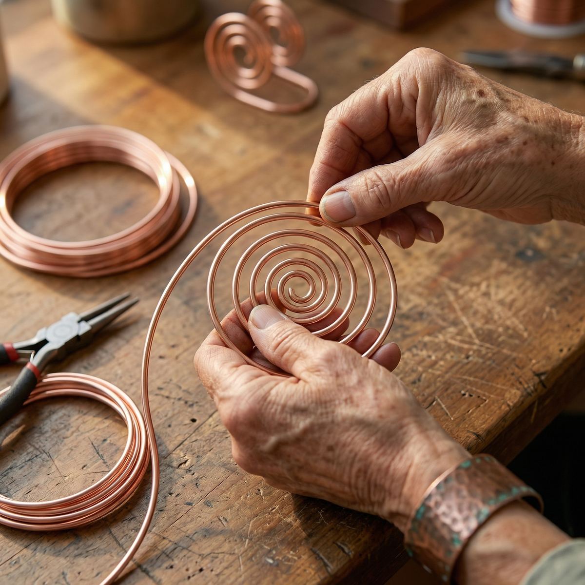 Interlace Copper Spiral Bracelet