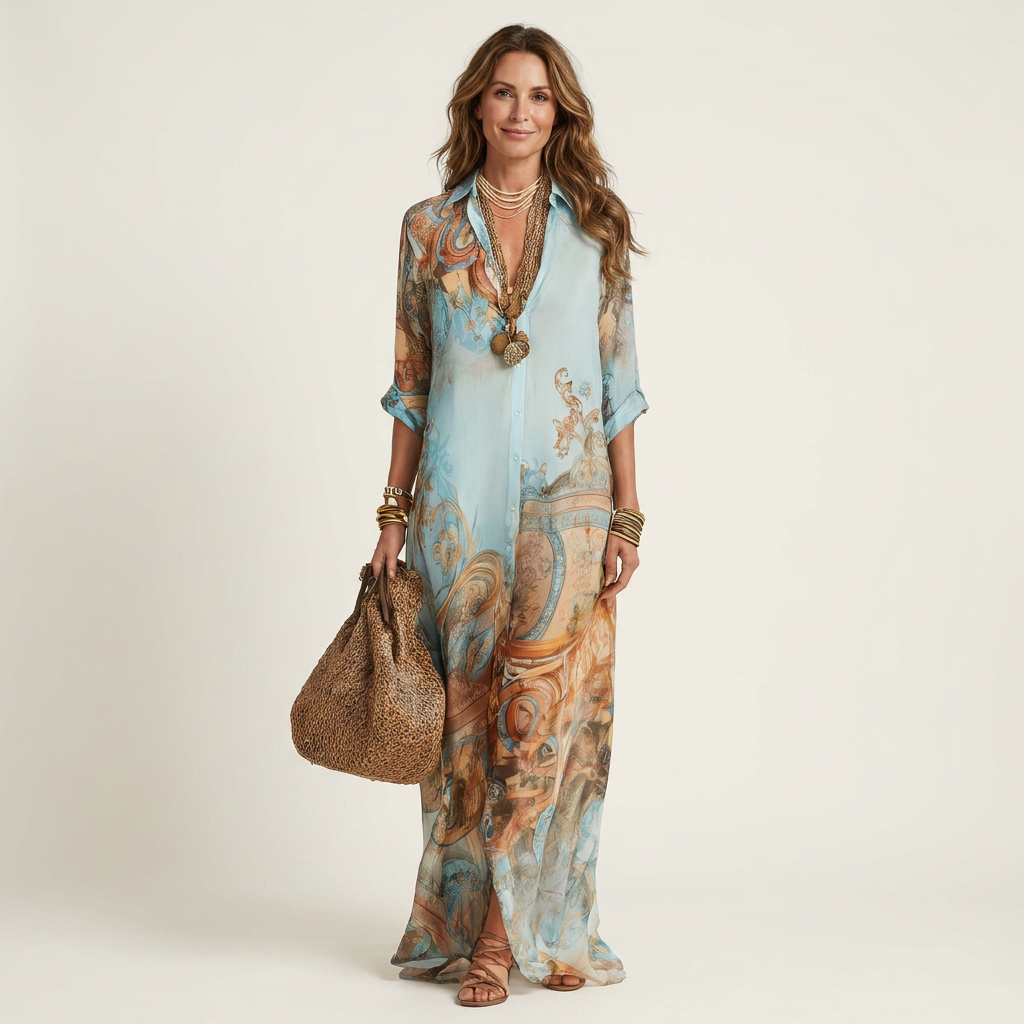 Lanie™ | Printed Maxi Shirt Dress