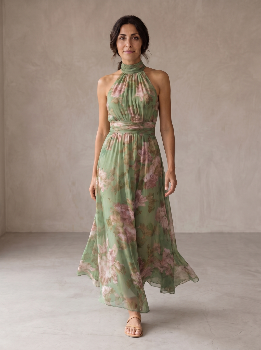 Lidia™ | Floral Halter Maxi Dress