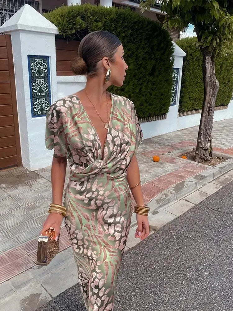Higinia™ | Copper-Toned Midi Dress