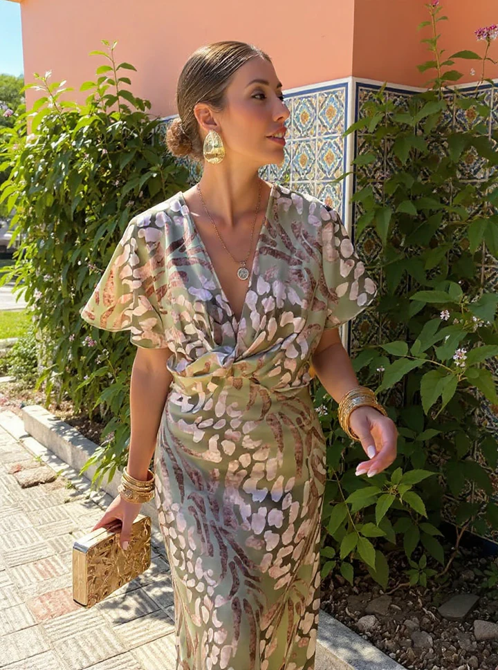Higinia™ | Copper-Toned Midi Dress