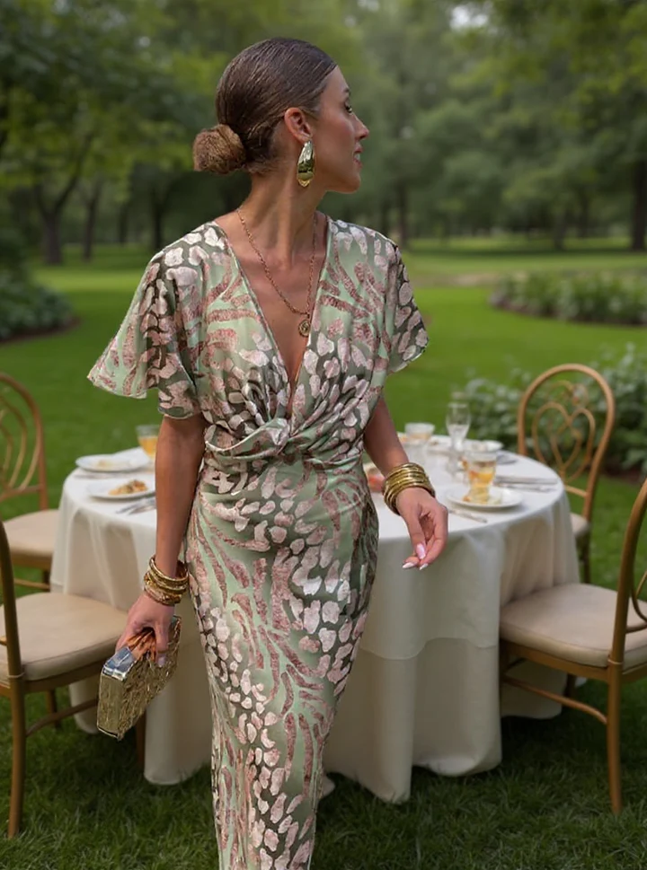 Higinia™ | Copper-Toned Midi Dress