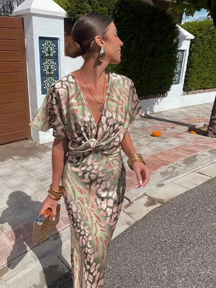 Higinia™ | Copper-Toned Midi Dress