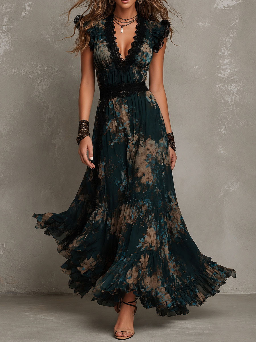 Angèle | Floral Overlay Maxi Dress