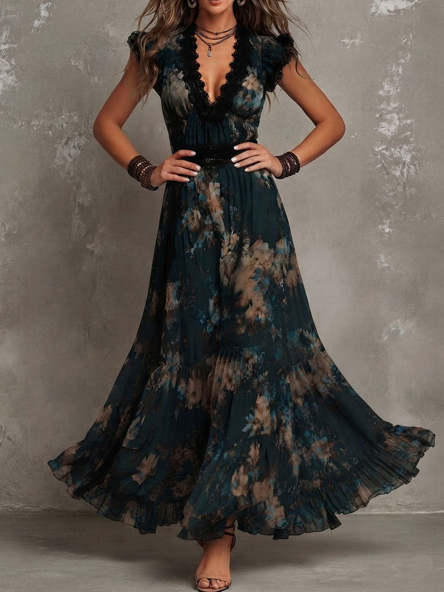 Angèle | Floral Overlay Maxi Dress