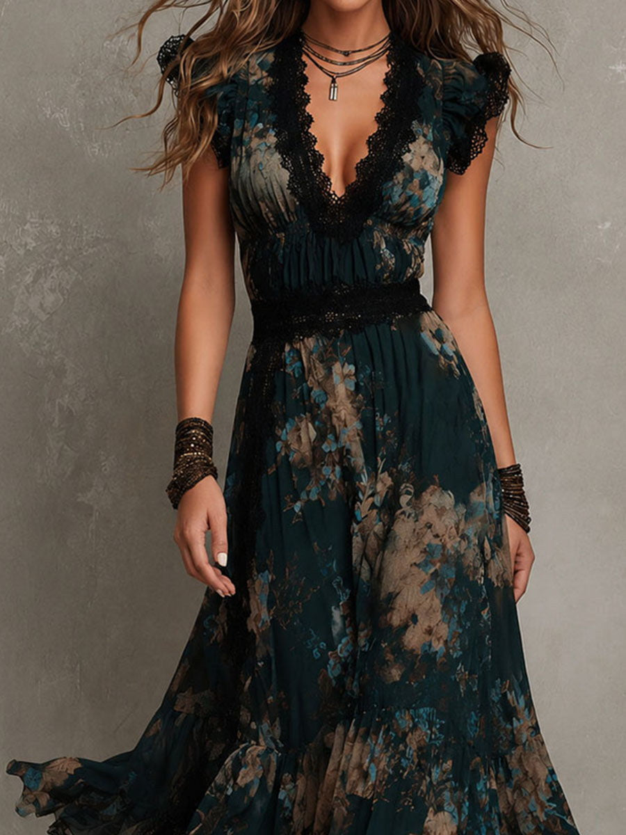 Angèle | Floral Overlay Maxi Dress