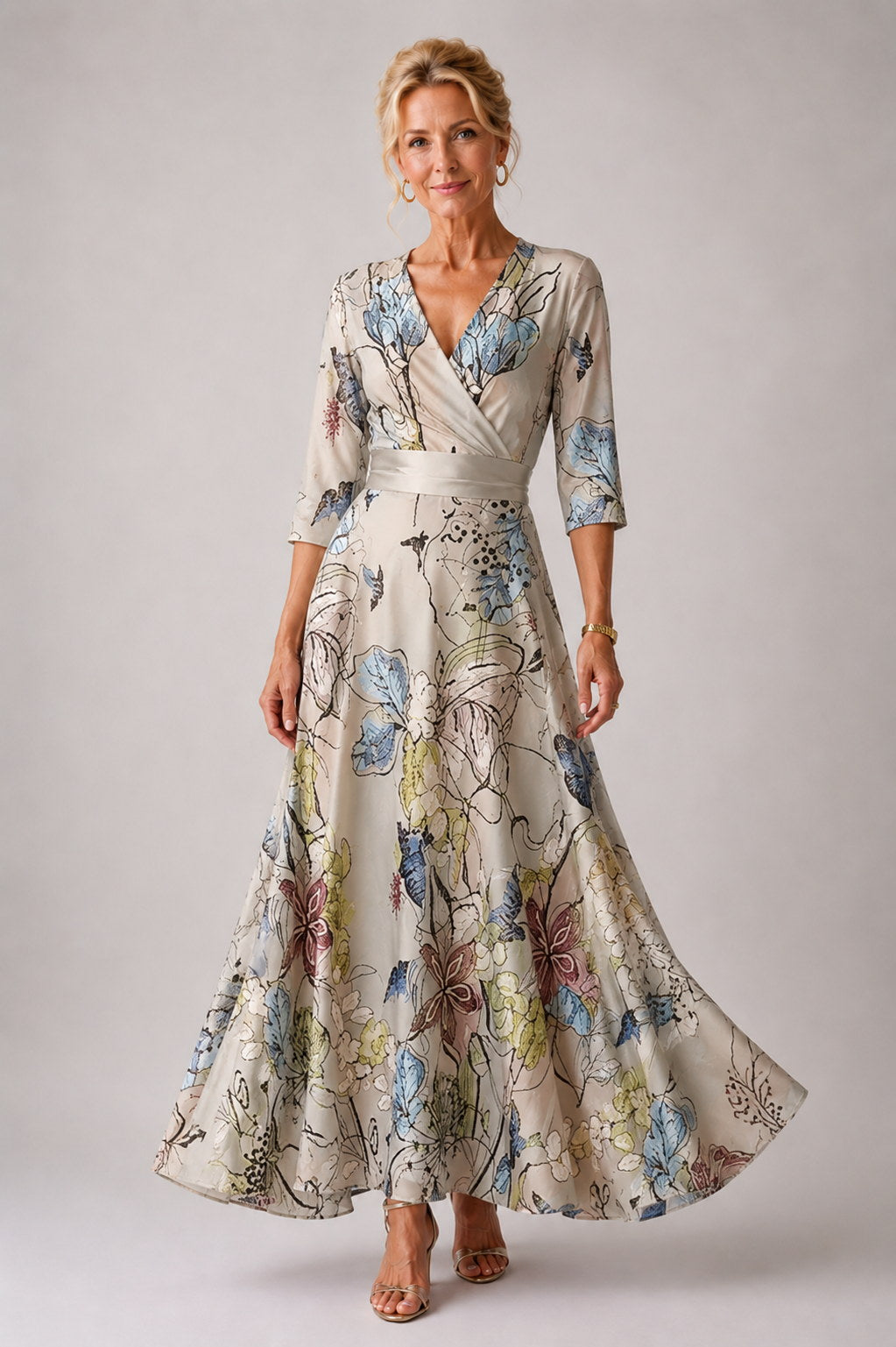 Julie | Floral Dress with 3/4 Sleeves