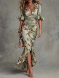 Léocadie | Ruffled Maxi Satin Dress