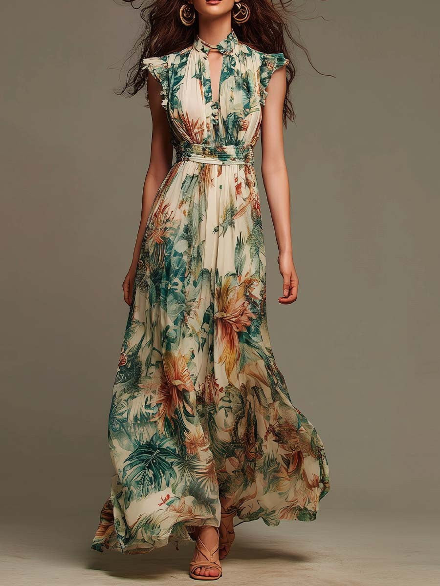 Mélanie | Chiffon Floral Maxi Dress