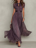 Myriam | Elegant Lace-Trimmed Long Chiffon Dress