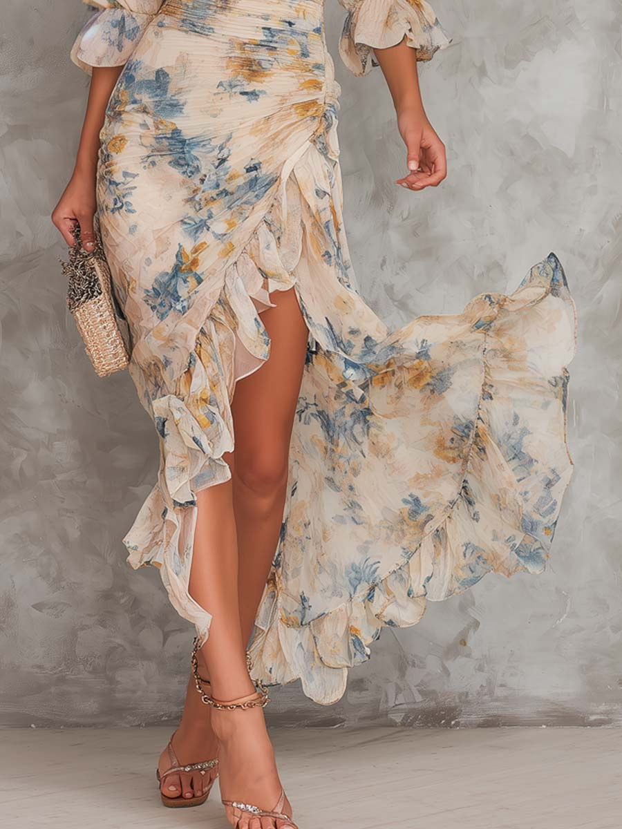 Romane | Printed Long Muslin Dress