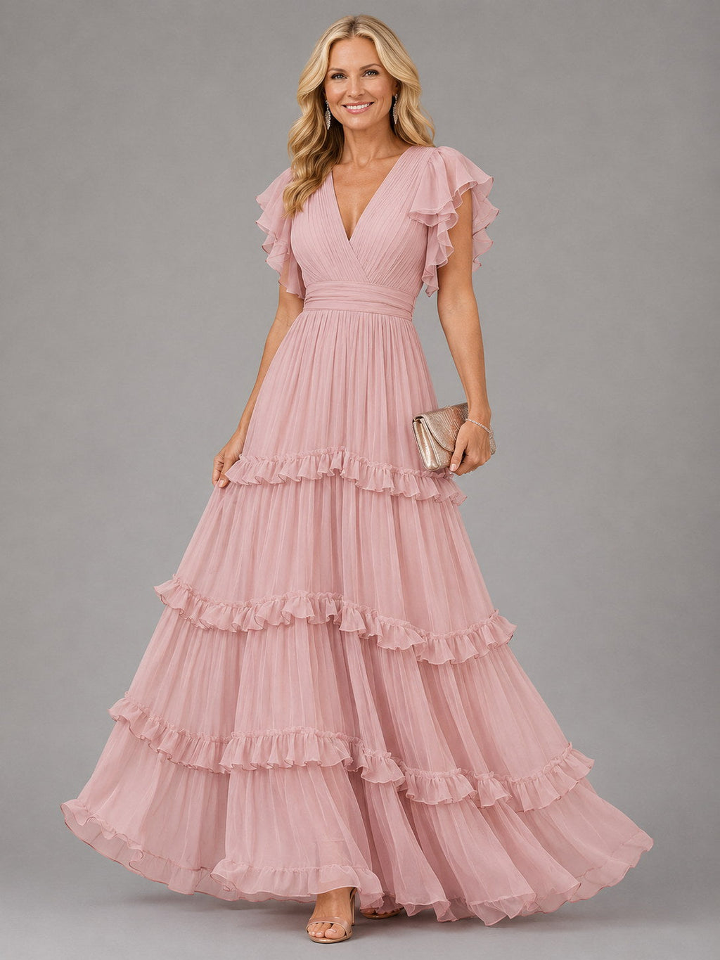 Suzette | Elegant Soft Pink Long Dress