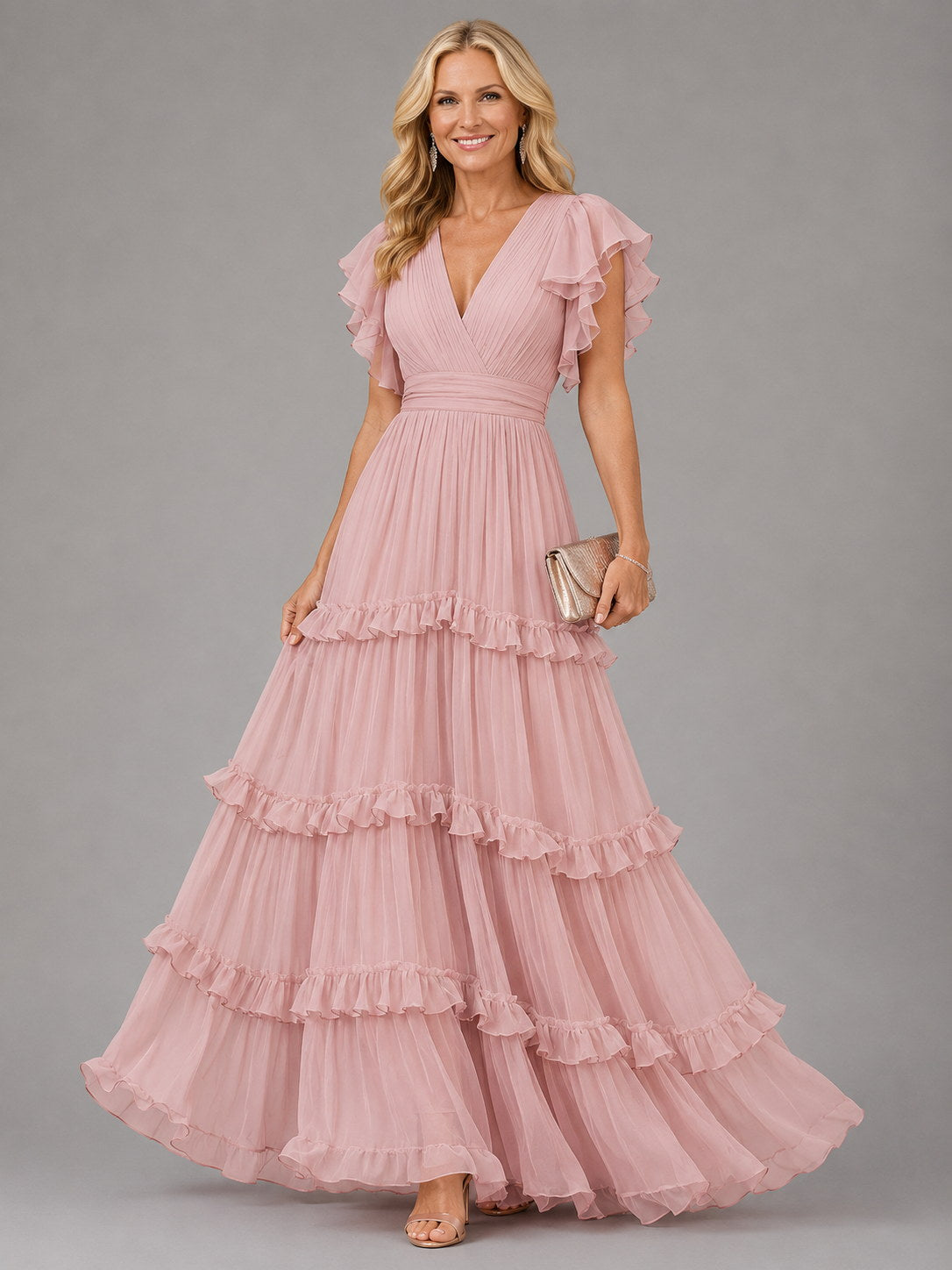 Suzette | Elegant Soft Pink Long Dress