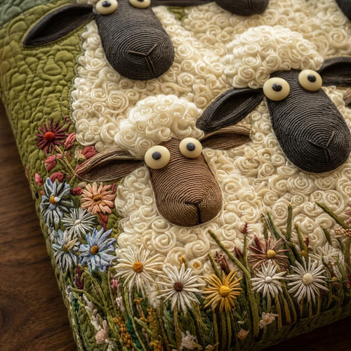 Artistic Quilted Five Sheep Bag – Two Sizes