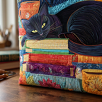 Women's Black Cat, Books and Mugs Bag – Two Sizes