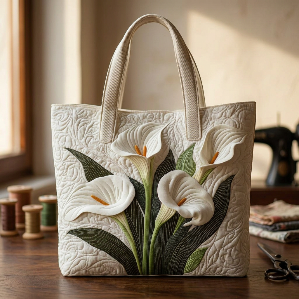 Handcrafted White Calla Lily Bag – Elegant and Practical