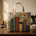 Quilted Books and Flowers Bag – For Book Lovers