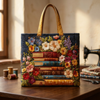 Quilted Floral Print and Books Bag – For Book Lovers