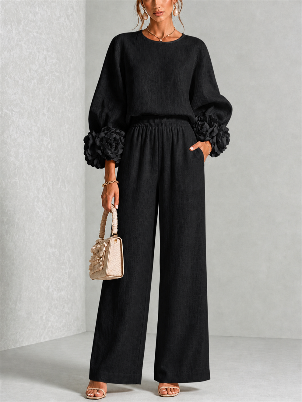 Carys | Floral-Cuff Two-Piece Set