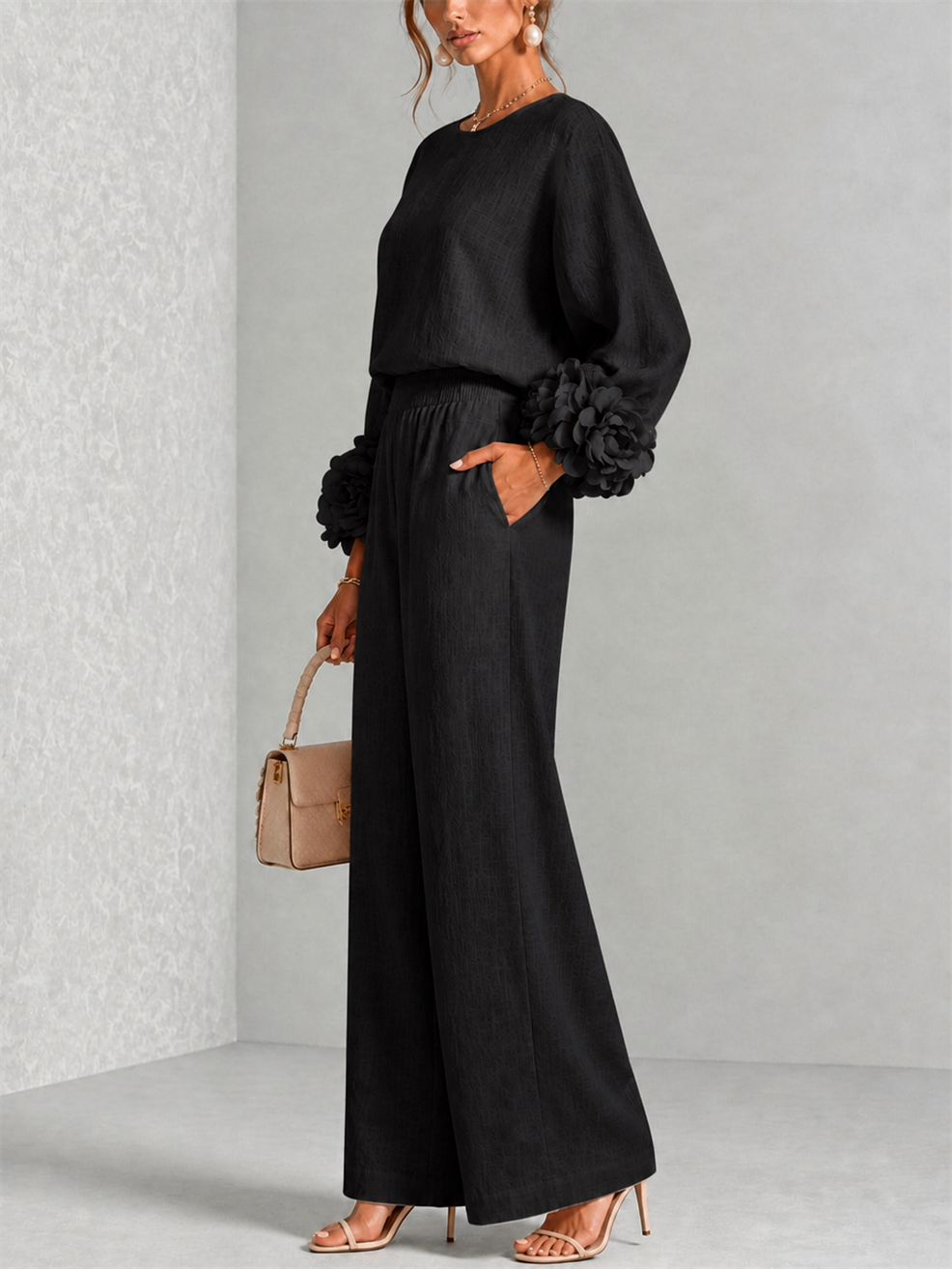 Carys | Floral-Cuff Two-Piece Set
