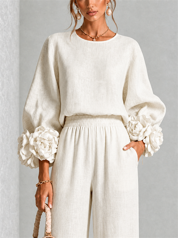 Carys | Floral-Cuff Two-Piece Set