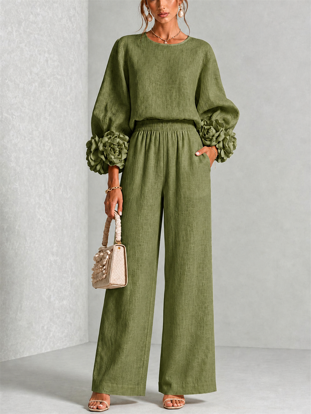 Carys | Floral-Cuff Two-Piece Set