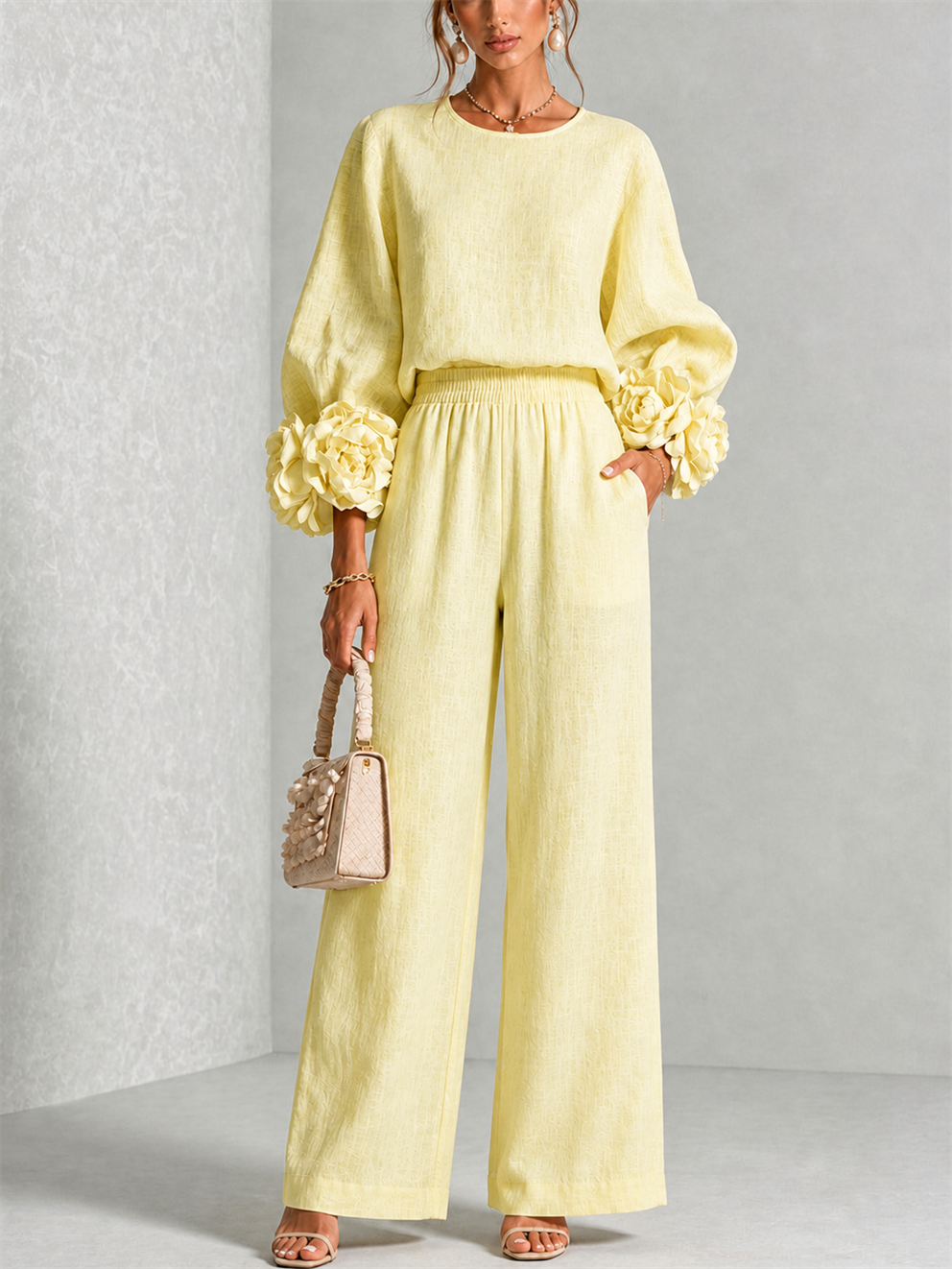 Carys | Floral-Cuff Two-Piece Set