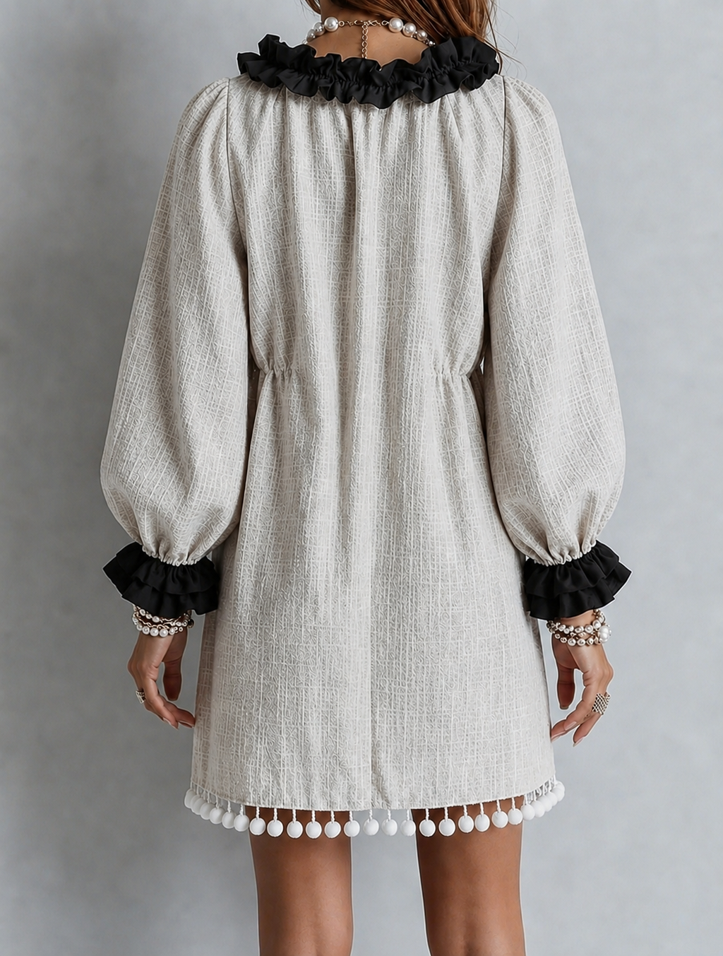 Anneliese | Ruffle-Trim Puff-Sleeve Mini Dress