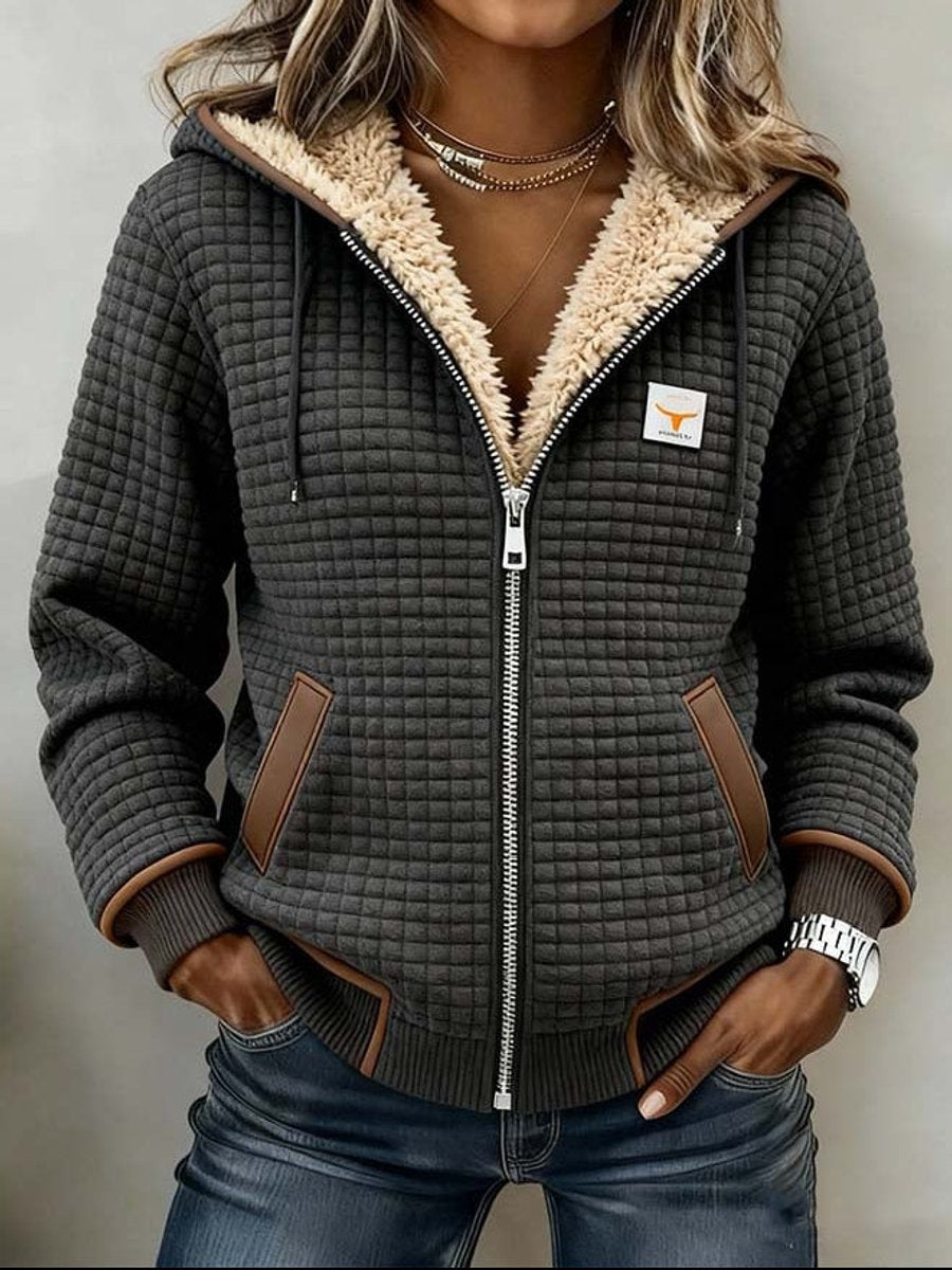 Sandra | Hooded Jacket with Quilted Sherpa Lining