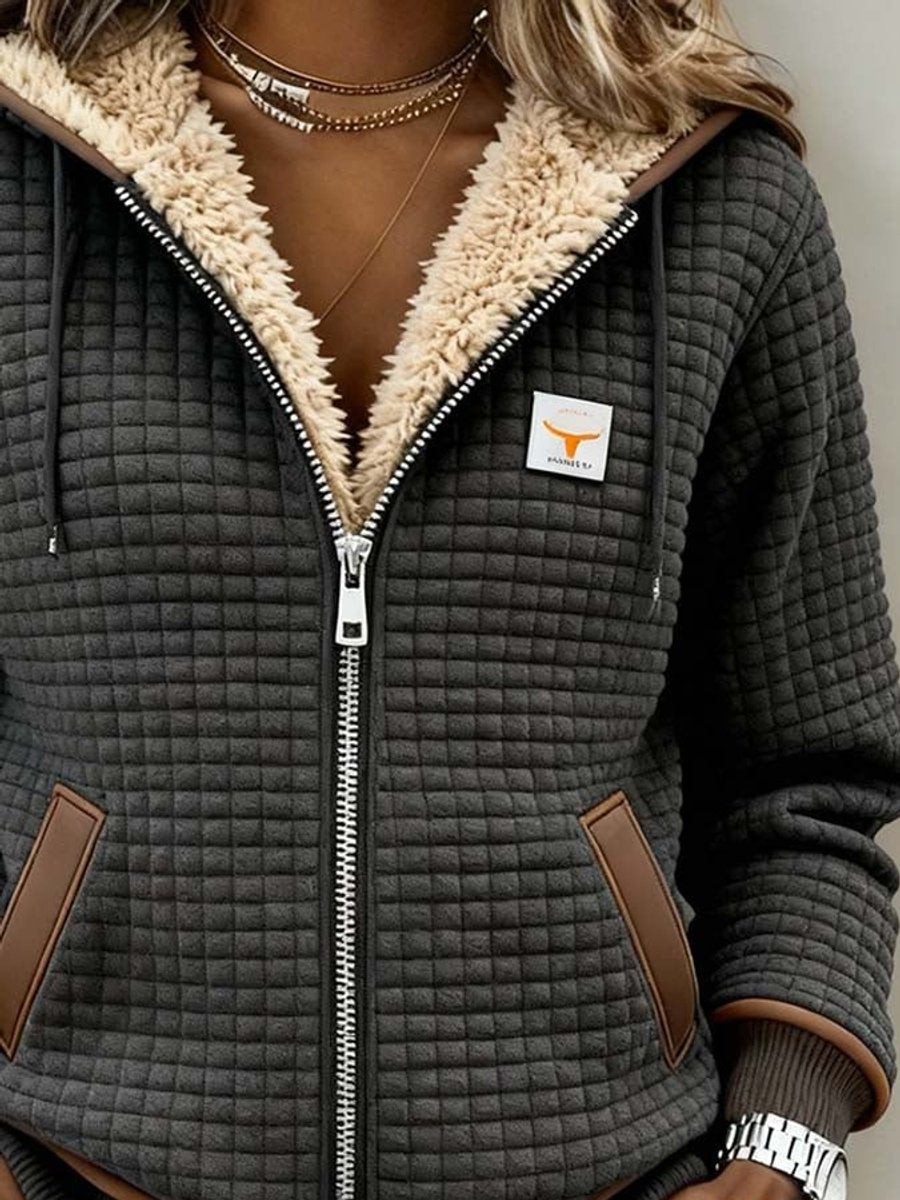 Sandra | Hooded Jacket with Quilted Sherpa Lining